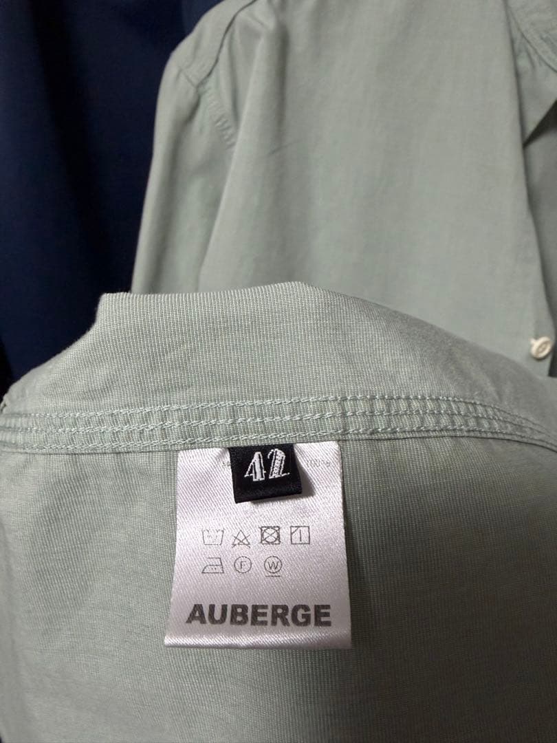 AUBERGE BIG RAF スタンドカラーシャツ ライトグリーン 42