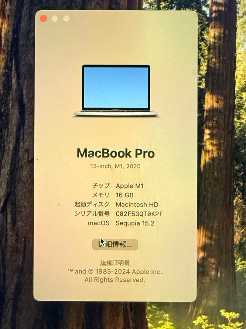 MacBook Pro 13インチ 2020 M1 16GB SSD 1TB