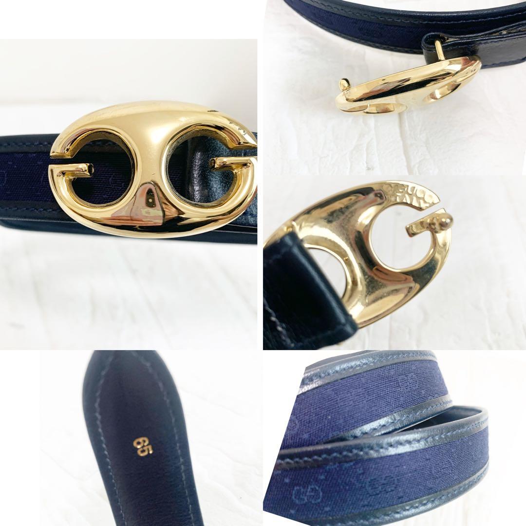 美品　GUCCI グッチ　ベルト　gg柄　ブラック　ネイビー