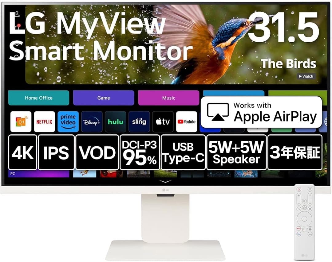 美品-モニター31.5インチ4K|32SR83U-W/LGMyViewSmart