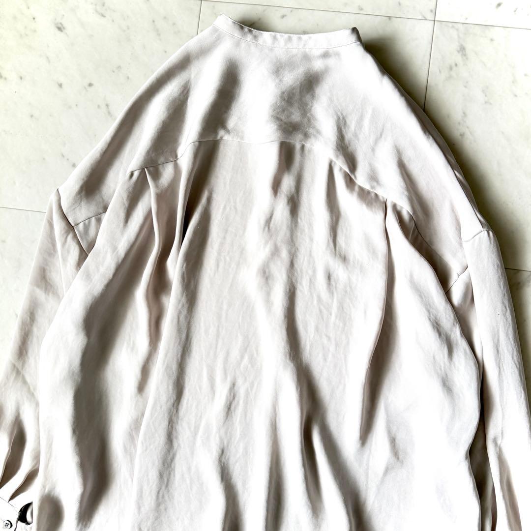 美品 カオス Chaos とろみ バンドカラー ウェイクサテンオーバーブラウス