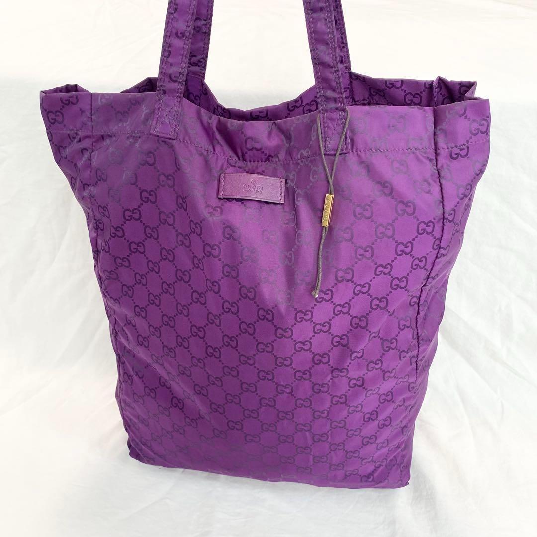 極美品✨ グッチ GUCCI GGナイロン トートバック エコバック パープル