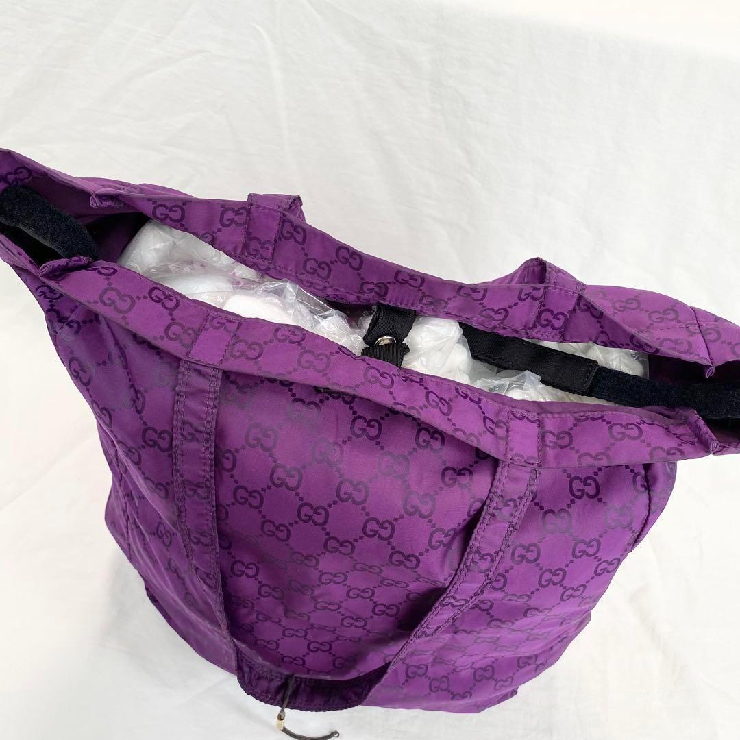 極美品✨ グッチ GUCCI GGナイロン トートバック エコバック パープル