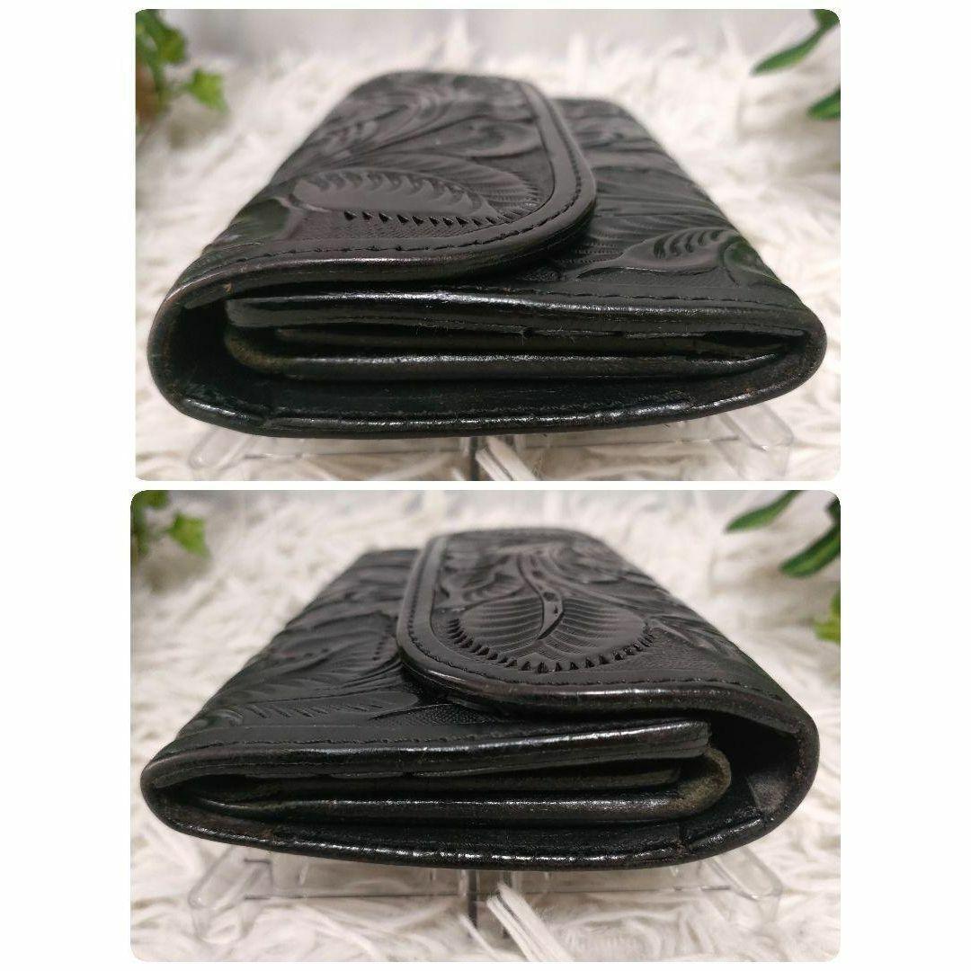 ALZUNI 長財布 ブラック ペイズリー アルズニ 財布 黒 レザー 総柄花柄