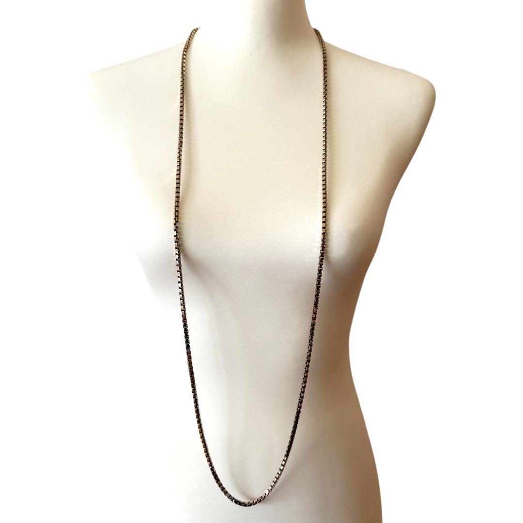 【希少/美品】ヴァレクストラ ロング ネックレス スクエア チェーン ゴールド系