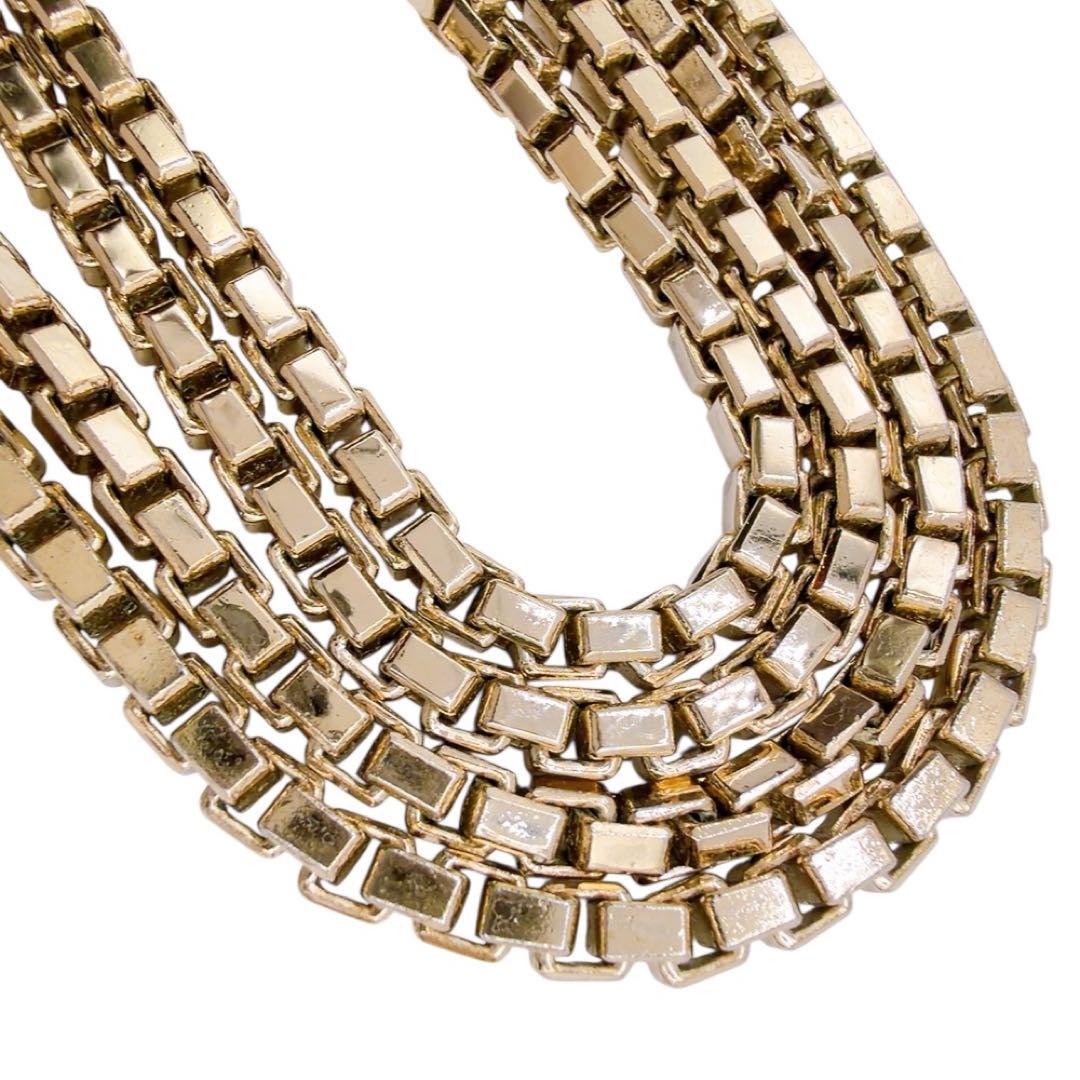 【希少/美品】ヴァレクストラ ロング ネックレス スクエア チェーン ゴールド系