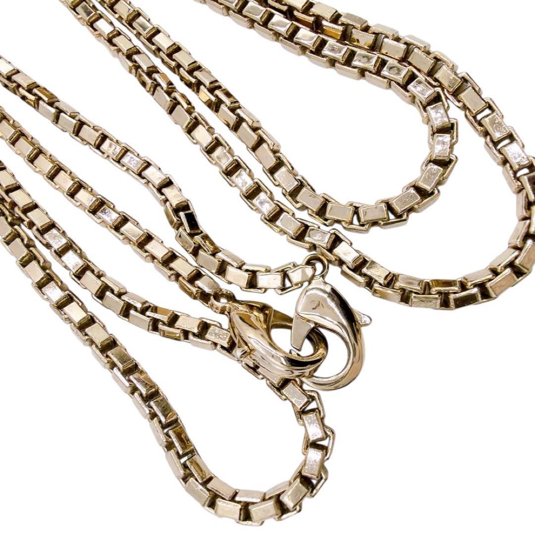 【希少/美品】ヴァレクストラ ロング ネックレス スクエア チェーン ゴールド系