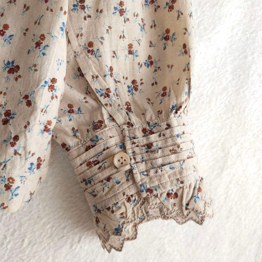 しい　45R インドカディ森花プリントのフリルブラウス 45rpm