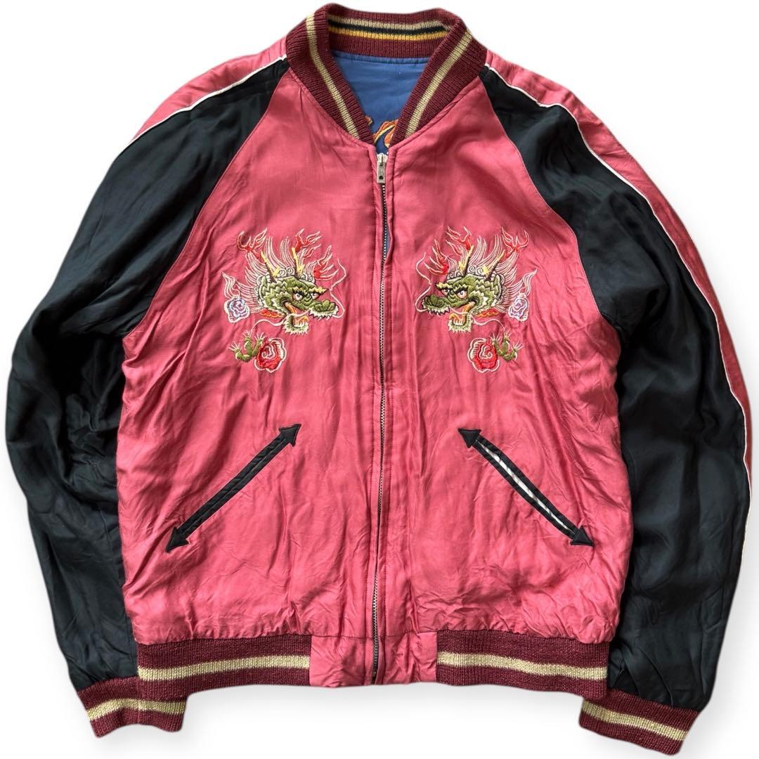 東洋 リバーシブル サテン スカジャン スーベニアジャケット 笹虎 舞妓 M