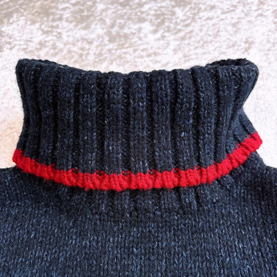 美品♡ラルフローレン　ハイネックニット　星　スター　シルク混　紺　L　大人気✨