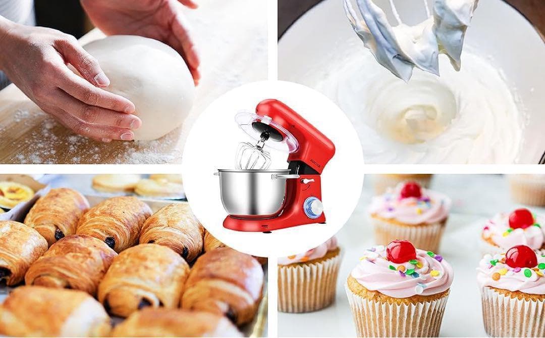 スタンドミキサー 4.5L大容量 低騒音 6段階スピード調節