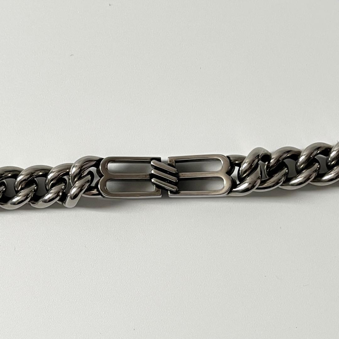 バレンシアガ　BBアイコン グルメット　ブレスレット　シルバー　Mサイズ　ロゴ