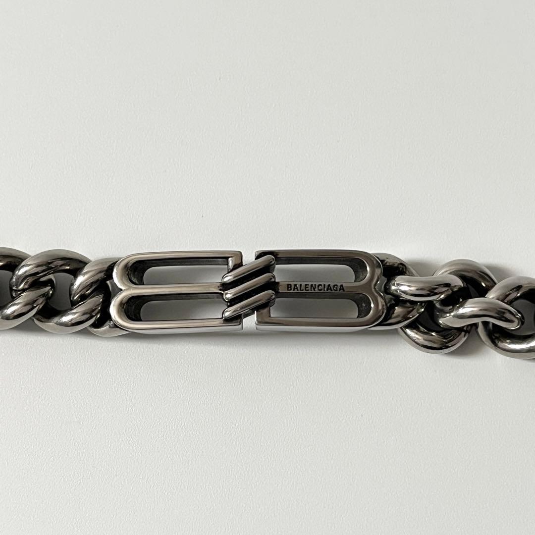 バレンシアガ　BBアイコン グルメット　ブレスレット　シルバー　Mサイズ　ロゴ