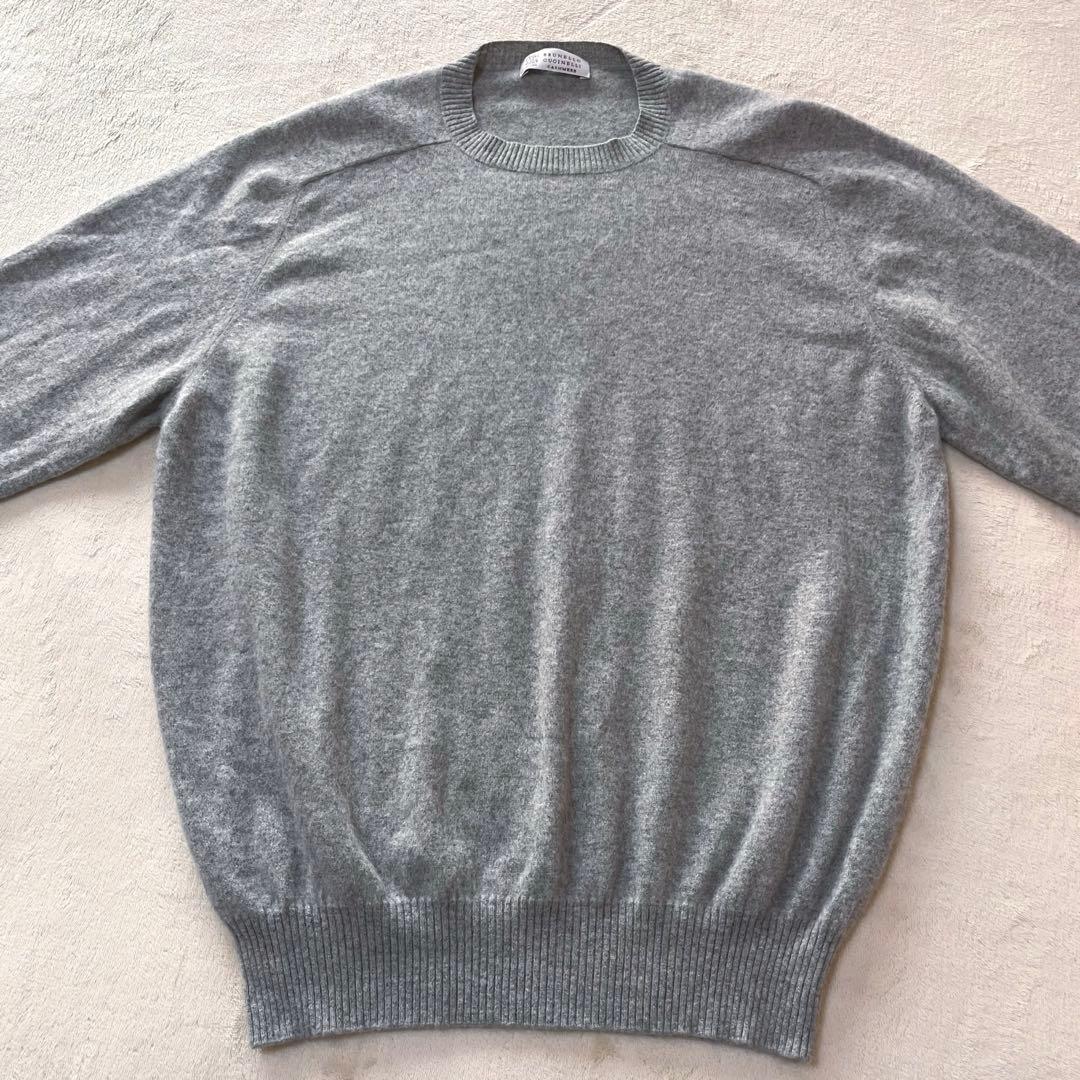 希少✨ブルネロクチネリ　カシミヤ100 クルーネックセーター エルボーパッチ