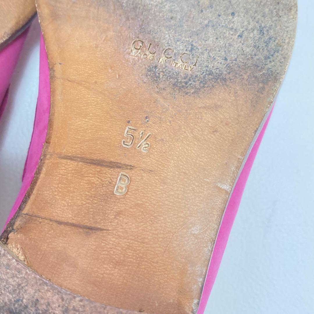 希少 GUCCI チャッカブーツ ローファー ピンク 22.5 ホースビット