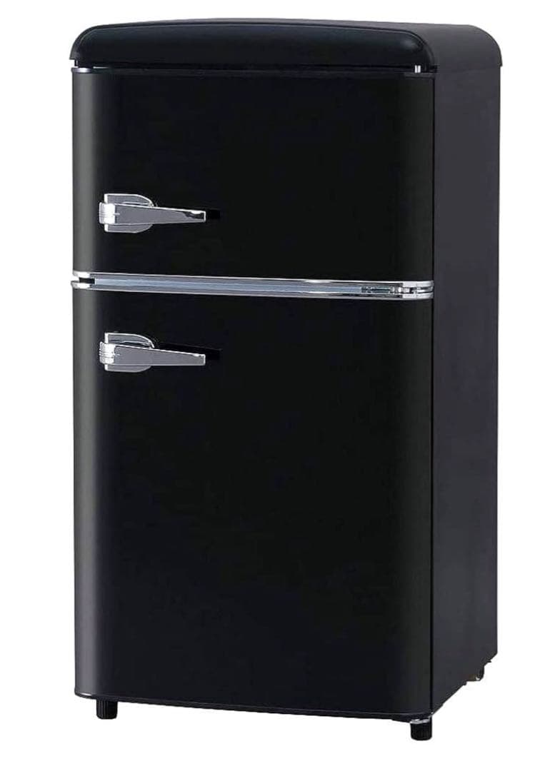 アイリスプラザ/レトロ冷蔵庫/ブラック/81L