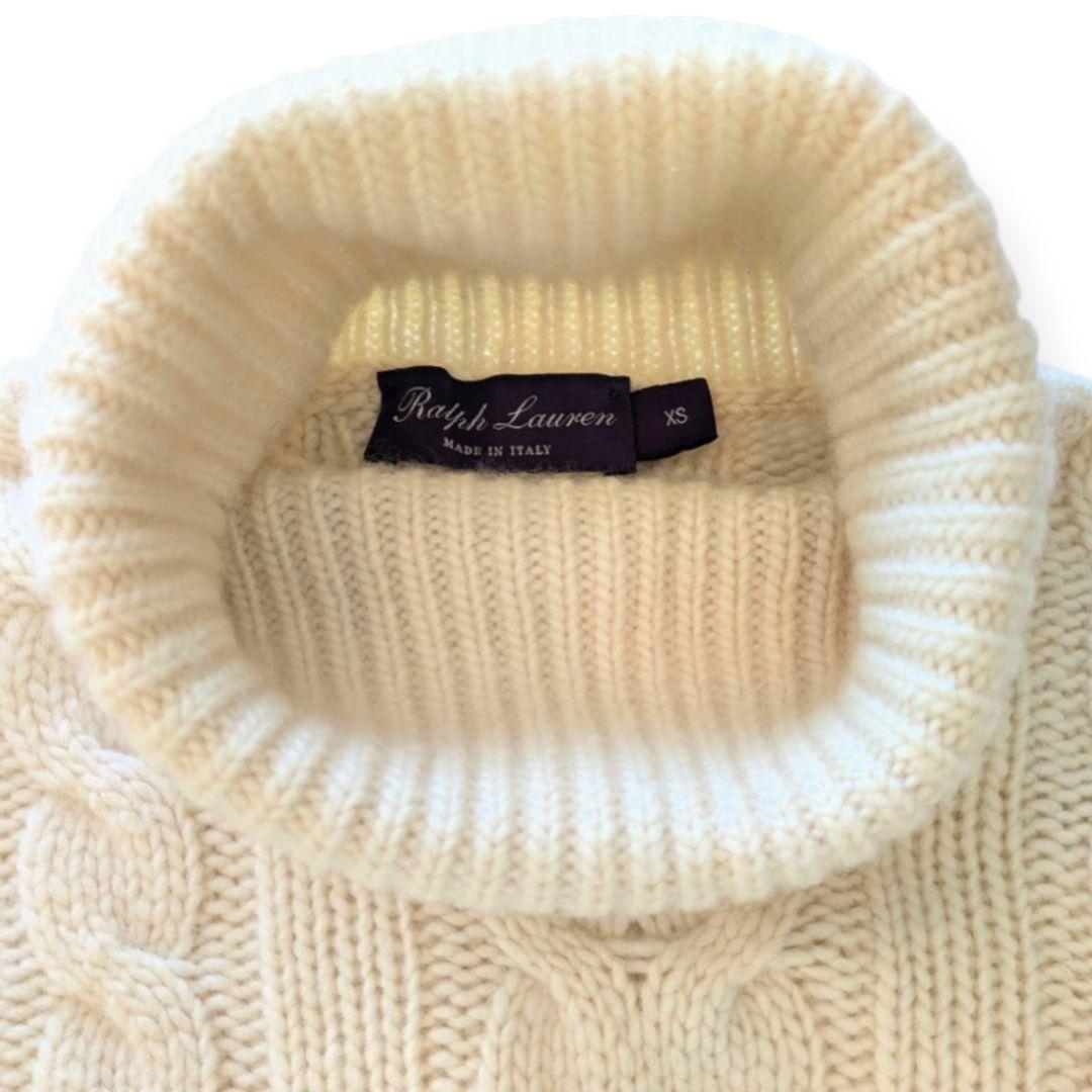 RALPH LAUREN PURPLE LABEL 白カシミヤタートルセーター