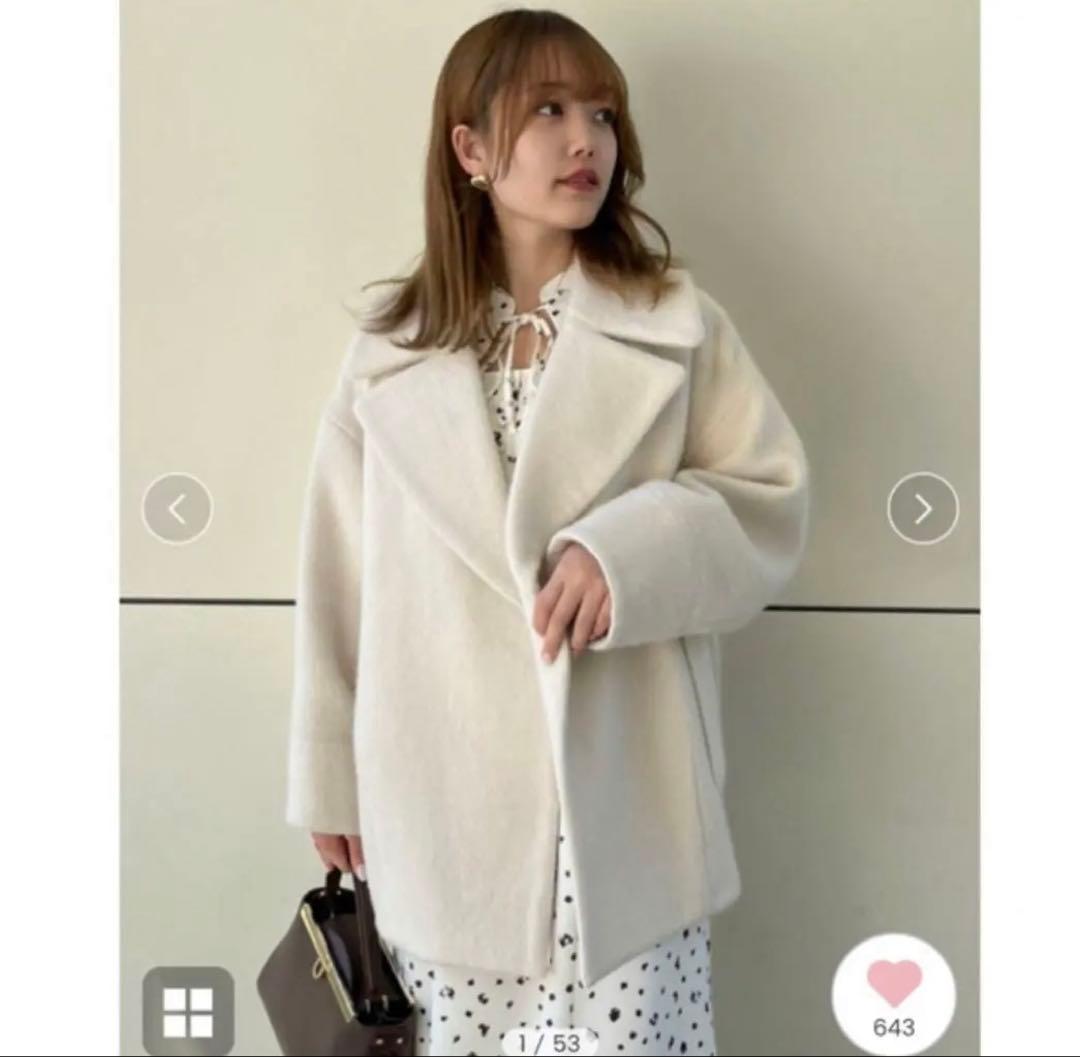 スナイデル ビッグカラーコクーンコート　アイボリsnidel