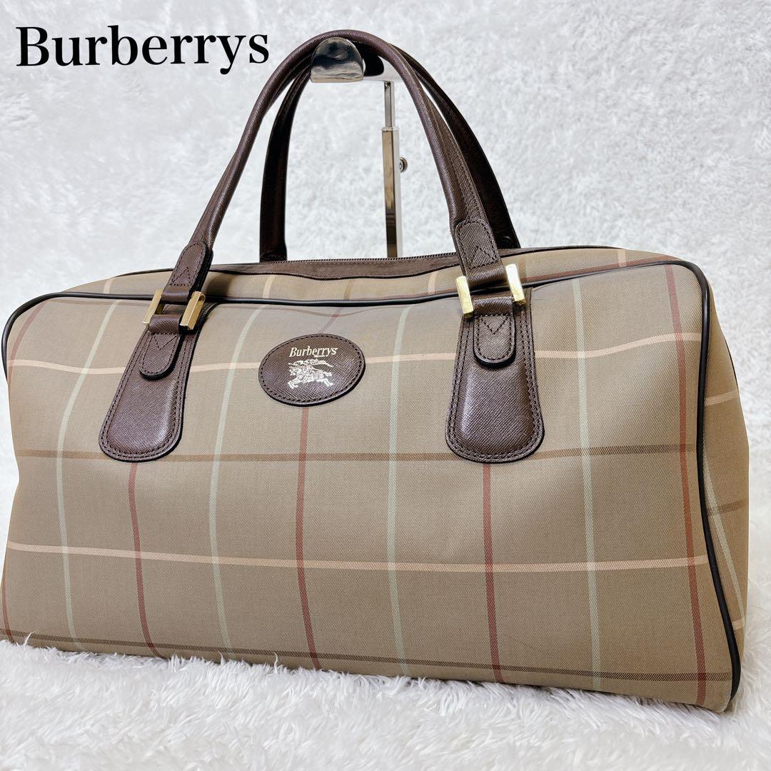 美品　バーバリー　ボストンバッグ　ノバチェック　ホースロゴ　玉虫色　大容量