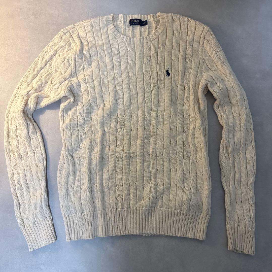 ラルフローレン アイボリー　ケーブルニット