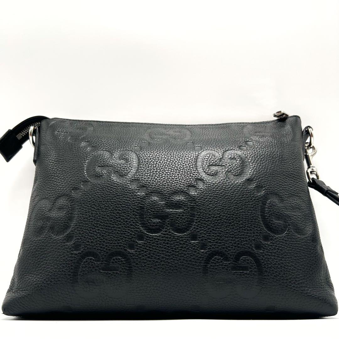 極美品 グッチ ショルダーバッグ メッセンジャー ジャンボGG ミディアム 黒色