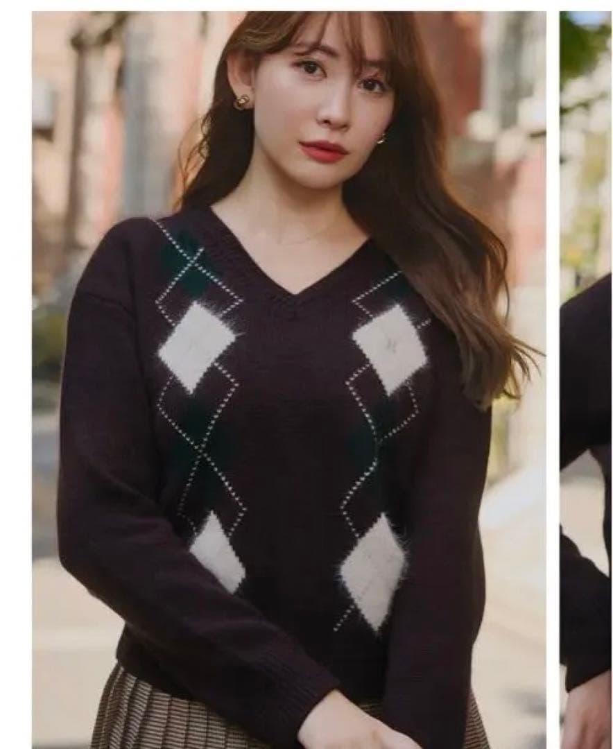 トップス herlipto H Logo Argyle Knit Pullover