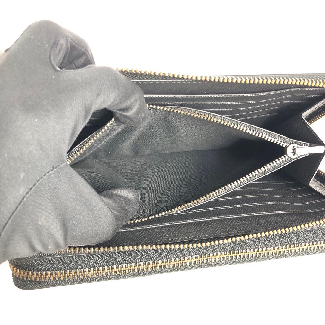 【美品】COACH コーチ ラウンドファスナー長財布 オーガナイザー ブラック