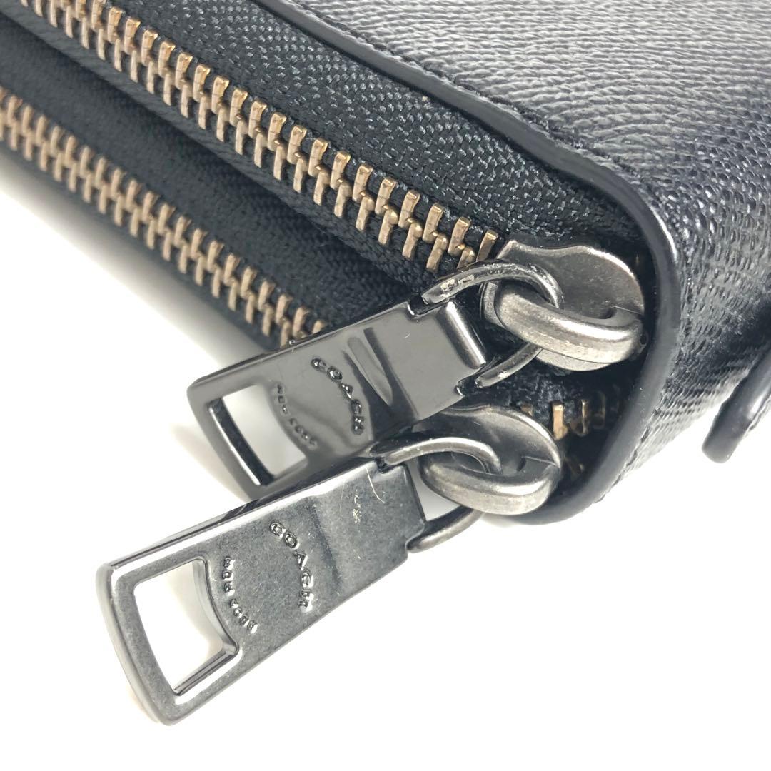 【美品】COACH コーチ ラウンドファスナー長財布 オーガナイザー ブラック