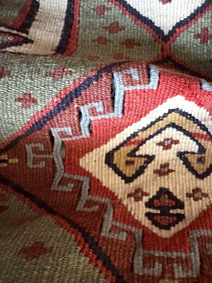 190×109 ヴィンテージラグ　手織　キリムラグ