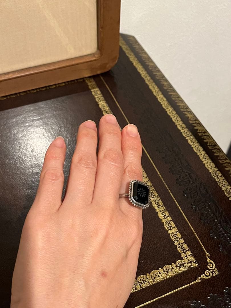 OLD TIFFANY ブラック オニキス デイジー シルバー11号くらい美品