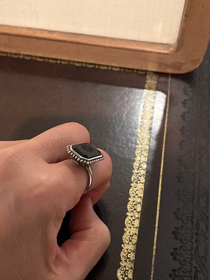 OLD TIFFANY ブラック オニキス デイジー シルバー11号くらい美品