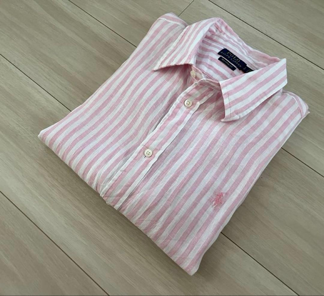 POLO RALPH LAUREN(ポロラルフローレン)：リネンシャツボーダー麻