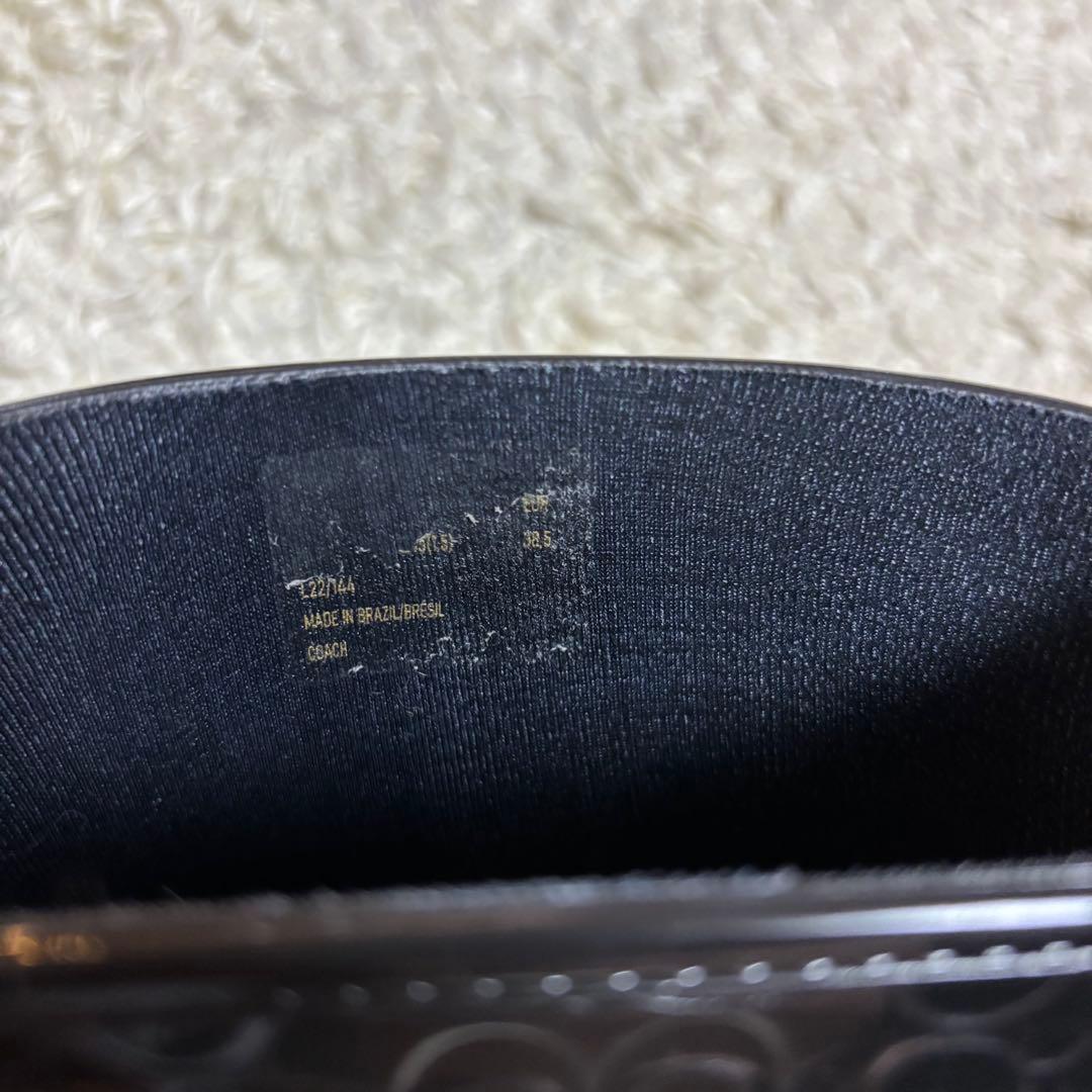 美品　コーチ　レディースレインブーツ　シグネチャー　黒