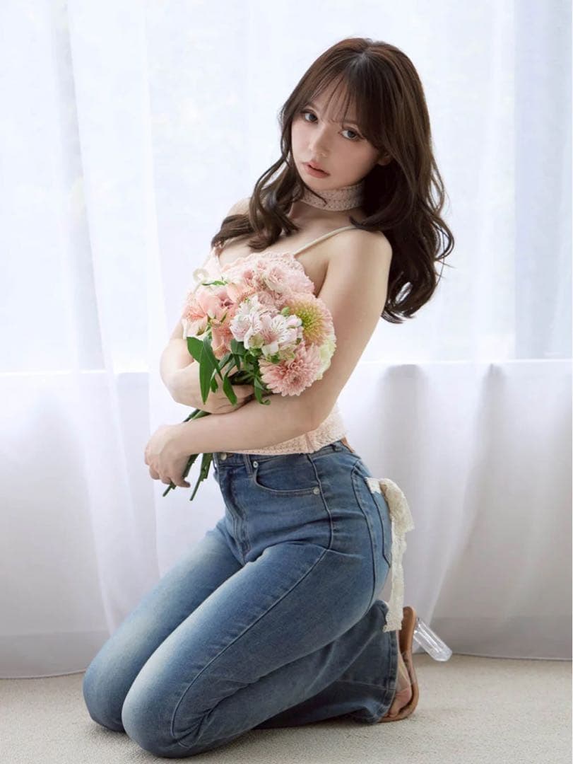 新品ANDMARY Lacey ribbon heart hip denim S