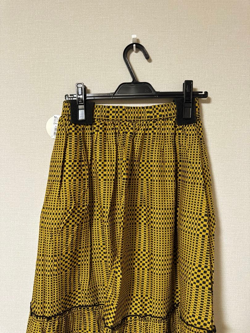 ヤマダヤ　Ampleエスニック調コットンフレアスカート 幾何学模様スカート