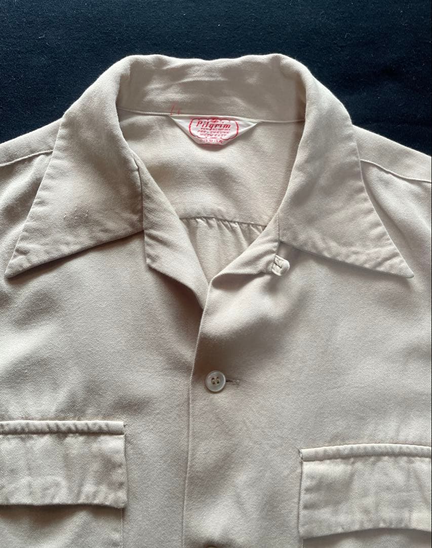 50's PILGRIM サンドベージュ レーヨンシャツ