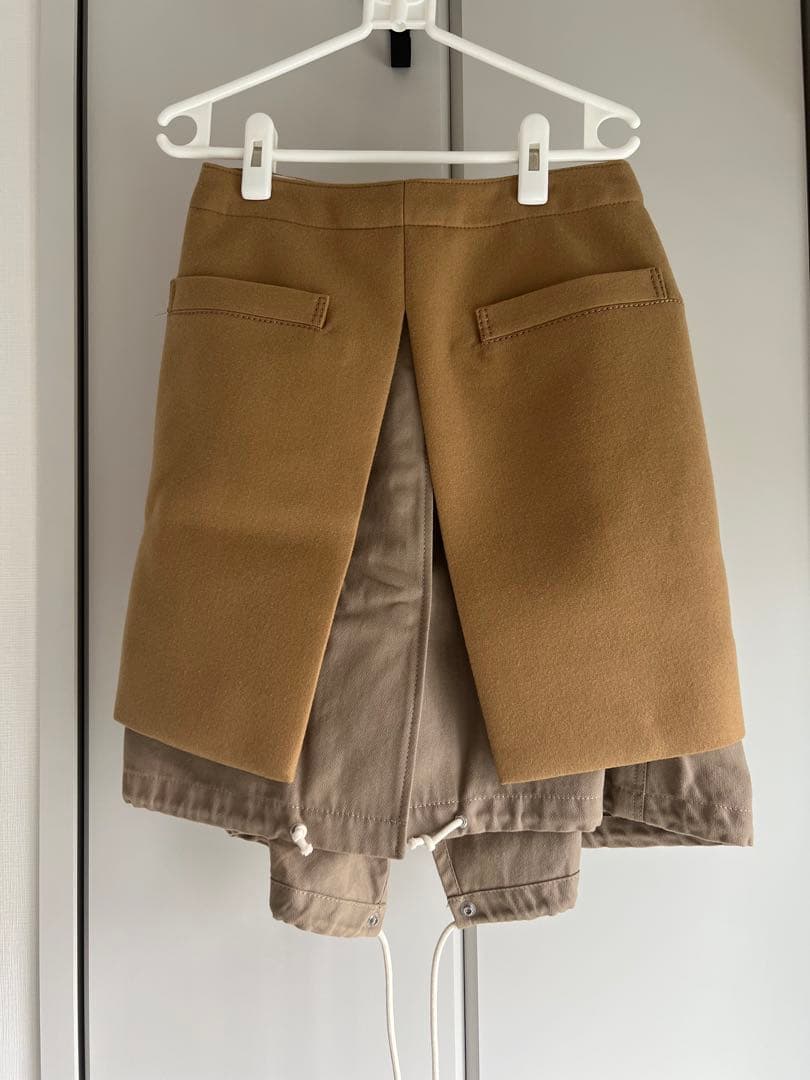 sacai サカイ ドッキング台形ウールスカート