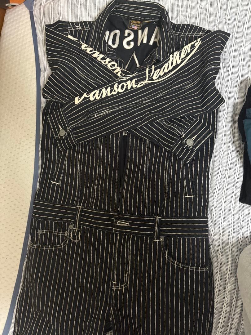 未使用　Vanson ストライプ　つなぎ　 M