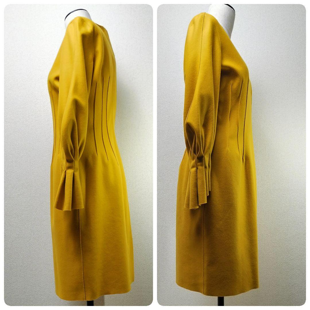 ランバン　LANVINCOLLECTION　ボリュームスリーブワンピ　マスタード