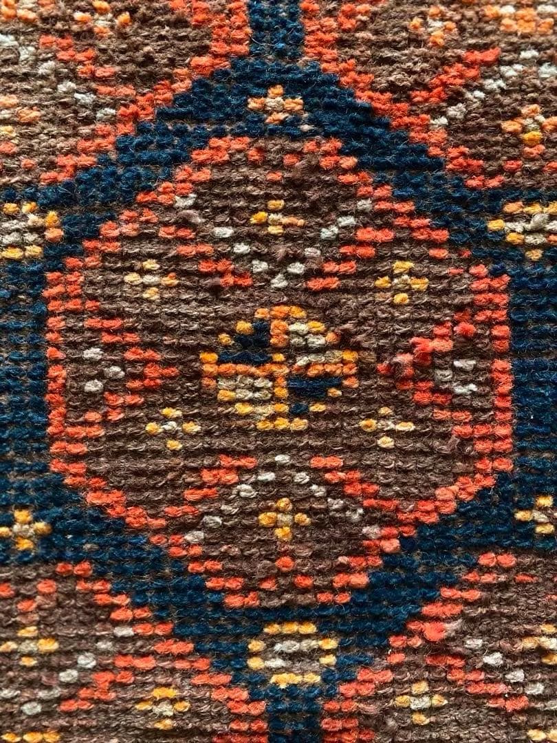 オレンジブラック　超ロングランナーラグ　ヴィンテージラグ　トルコラグ