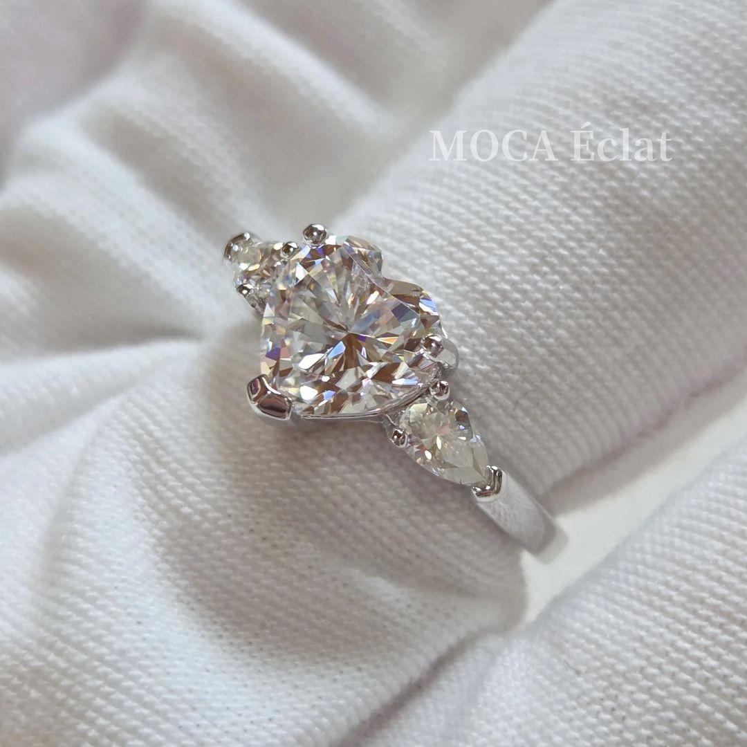 モアサナイト 2.7ct リング ハートシェイプ オールモアサナイト S925