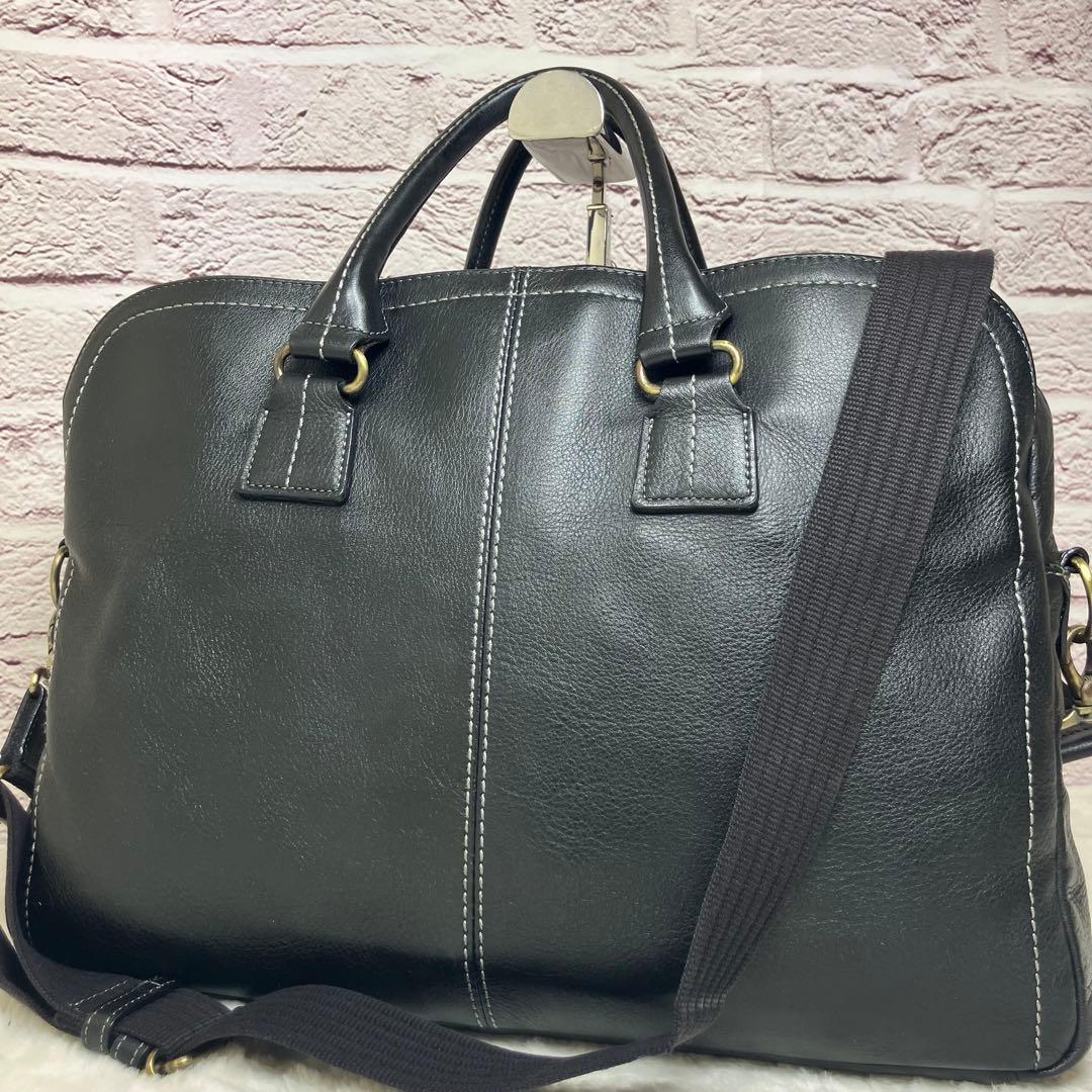 美品✨土屋鞄 プロータ ３室 2way レザー ステッチ ビジネスバッグ 黒