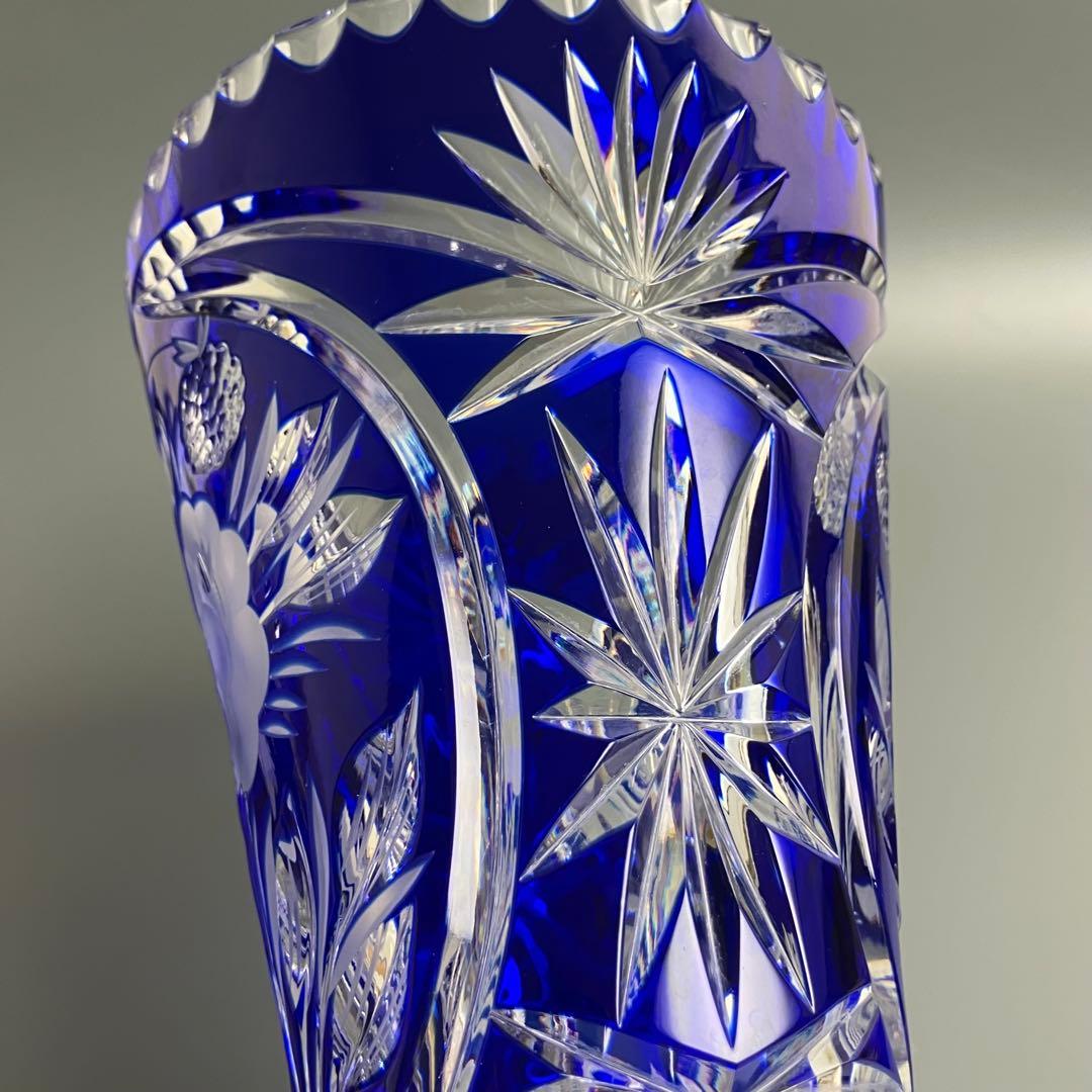 美品 ドレスデンクリスタル ガラス 花瓶 26cm フラワーベース ドイツ