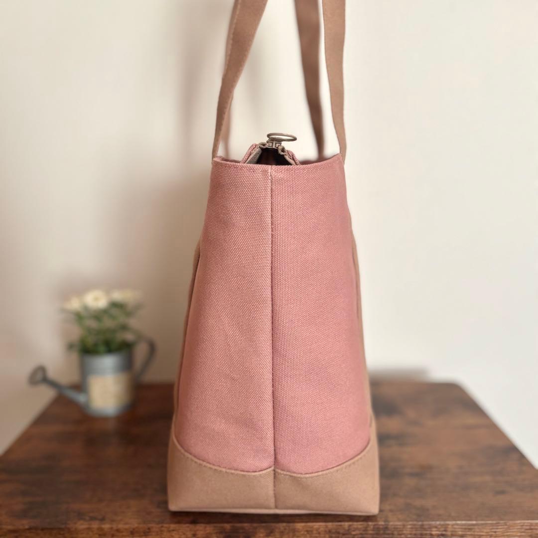 【ゆー】あおりポケット付きトートバッグL 倉敷8号帆布　スモーキーコーラル