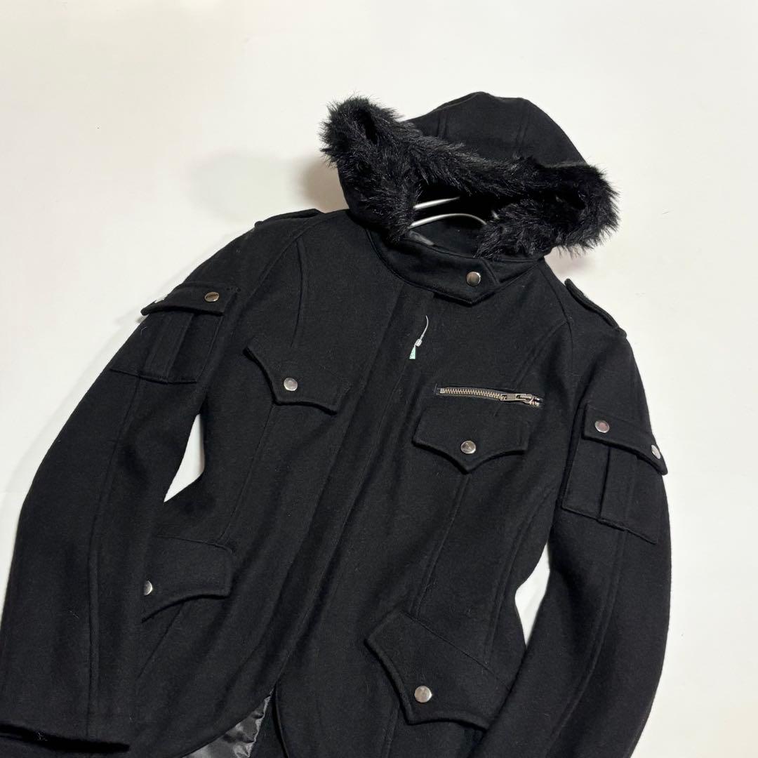 BPN　ブラックピースナウ　黒　燕尾　ファー・フーディ　コート