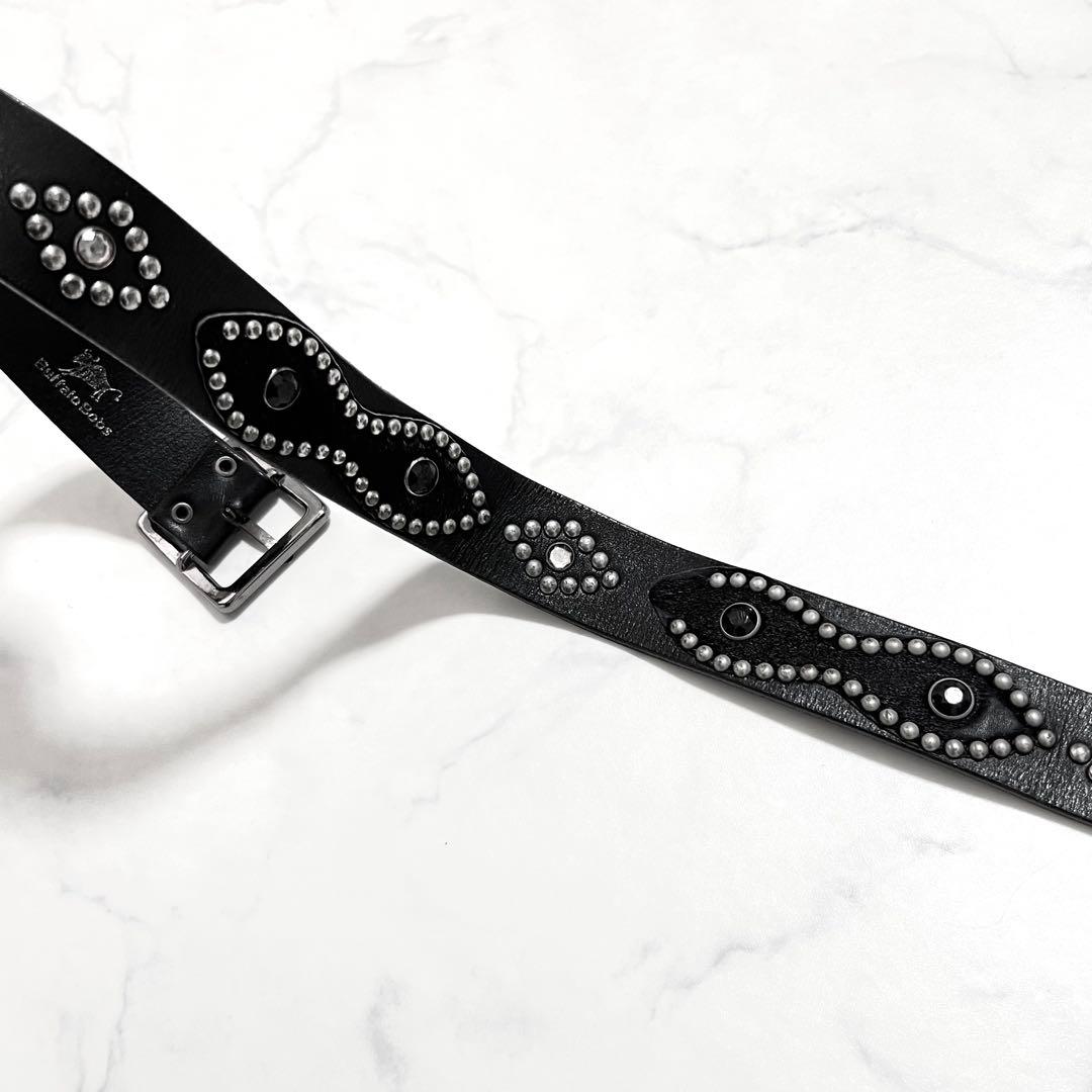BUFFALO BOBS 本革 レザーベルト スタッズベルト 黒 ブラック