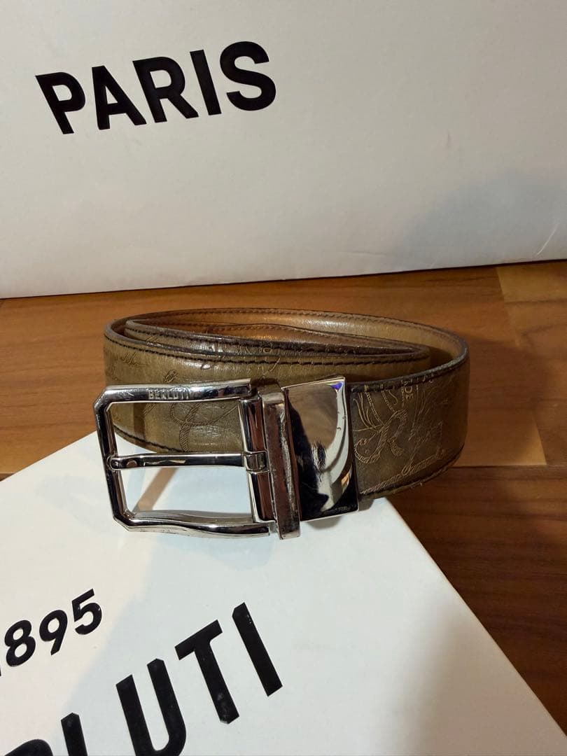 定価15万ベルルッティBERLUTIカリグラフィーリバーシブルベルト85