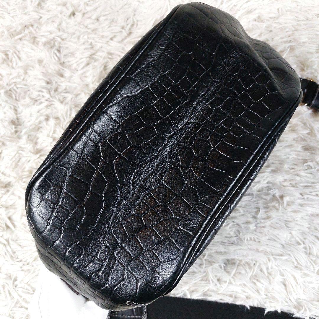未使用級 aniary クロコ型押し レザー ボディバッグ ショルダーバッグ 黒