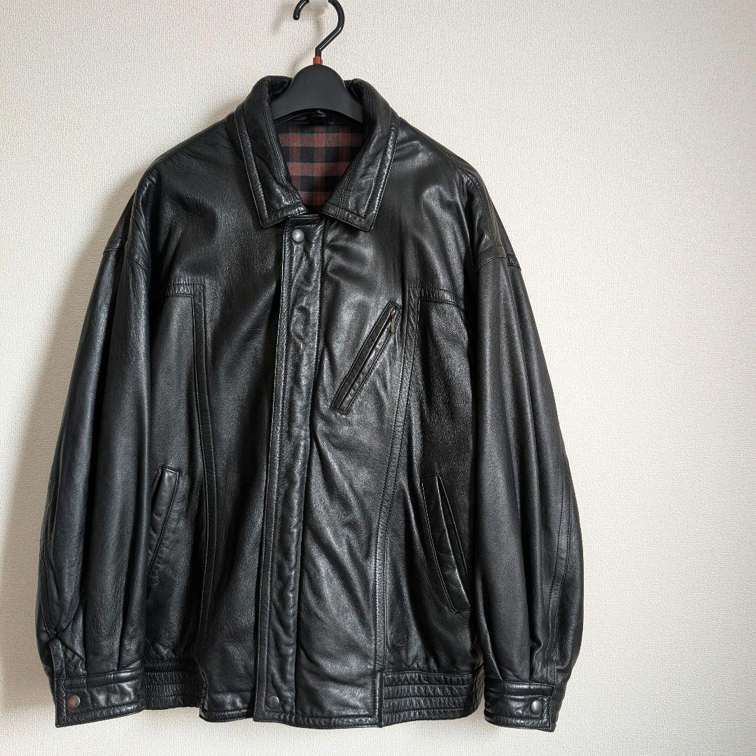 ラムレザー★本革 羊革 A-2型 レザージャケット ブルゾン 黒 L 韓国