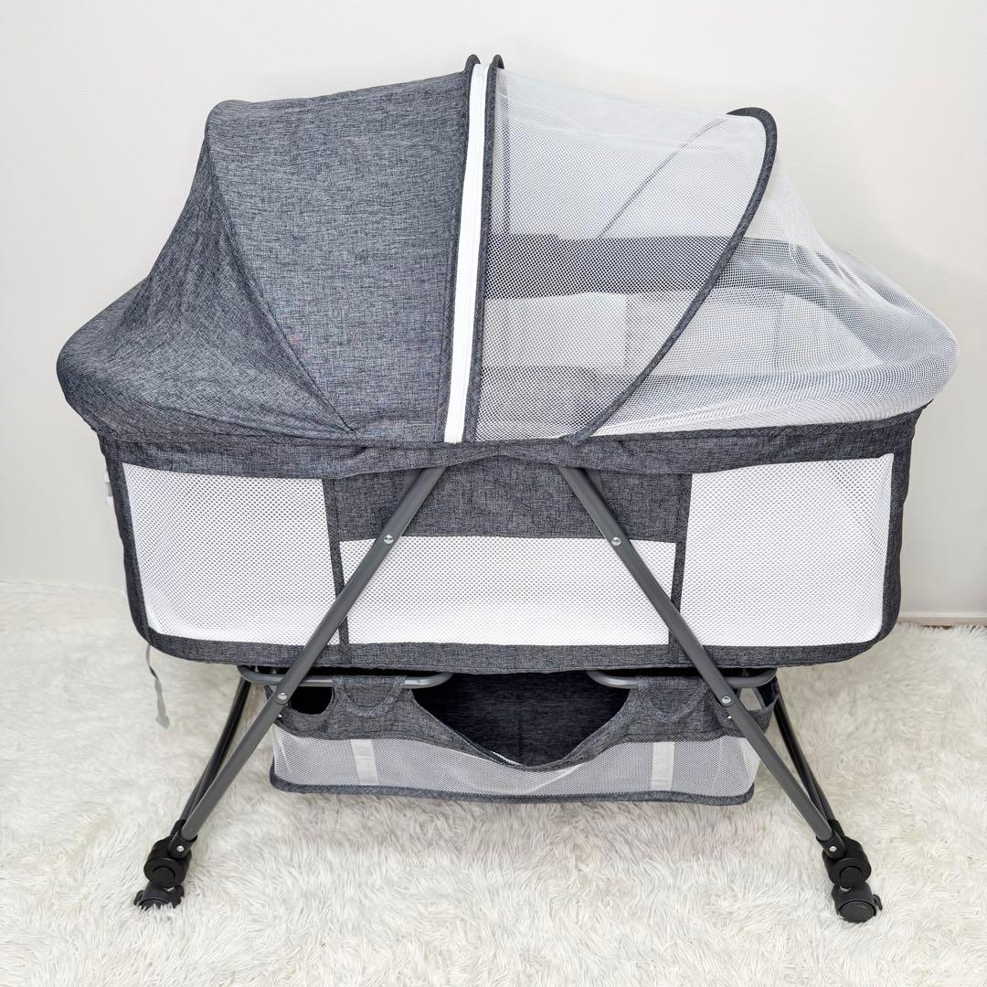 極美品 UBRAVOO ベビーベッド 折りたたみ キャスター付き ゆりかご